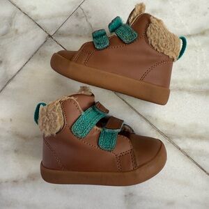 Ten Little Furry High Top Brown Velcro Sneakers High Tops Size Toddler 5 Infant